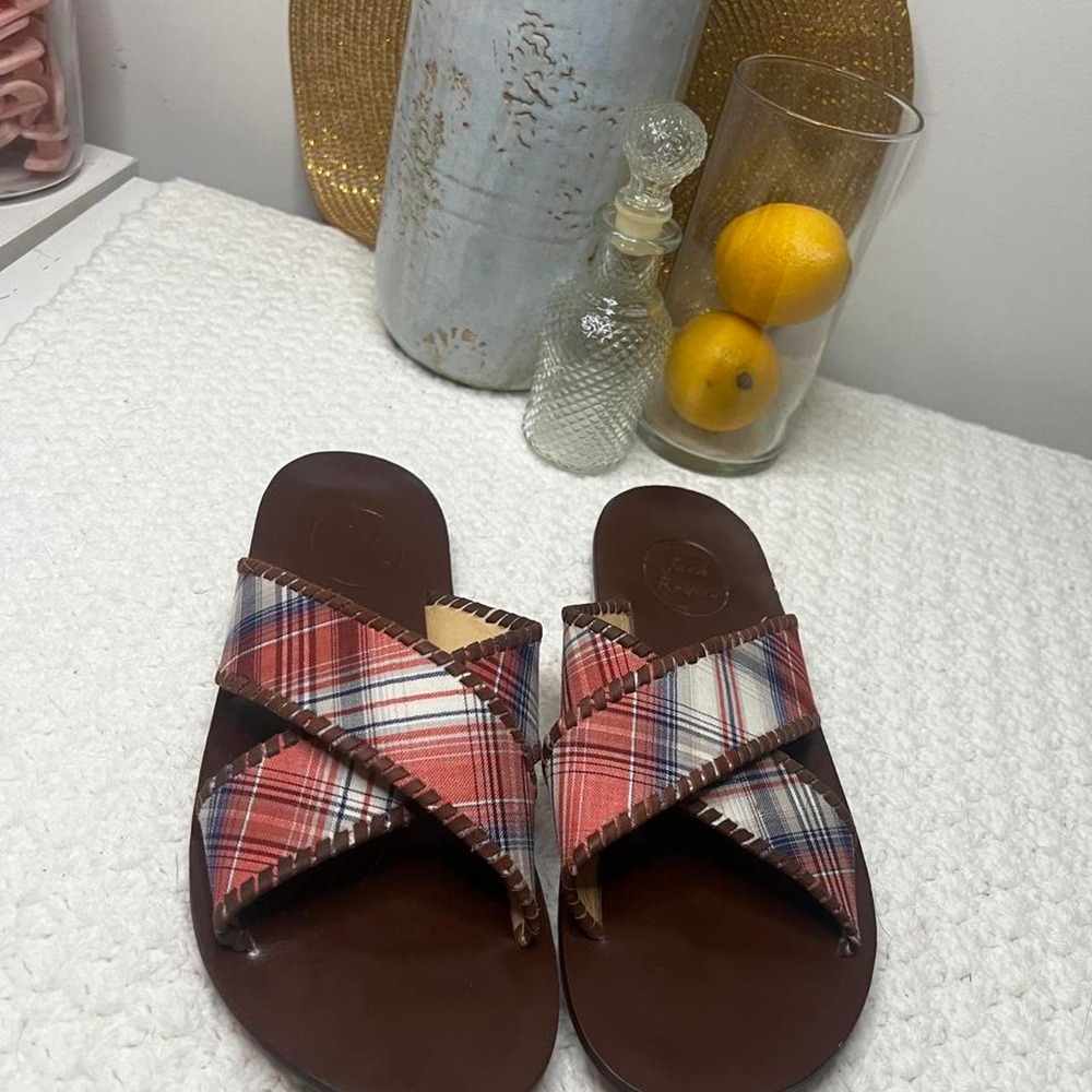 Jack Rogers Kane Plaid Strappy Men's Sandals 9.5 EUC